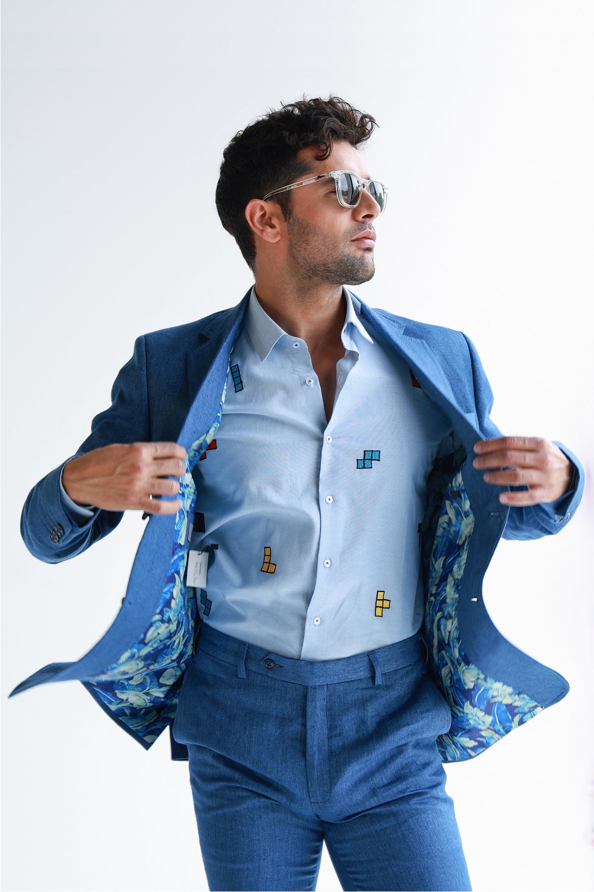 SAPPHIRE BLUE LINEN SUIT