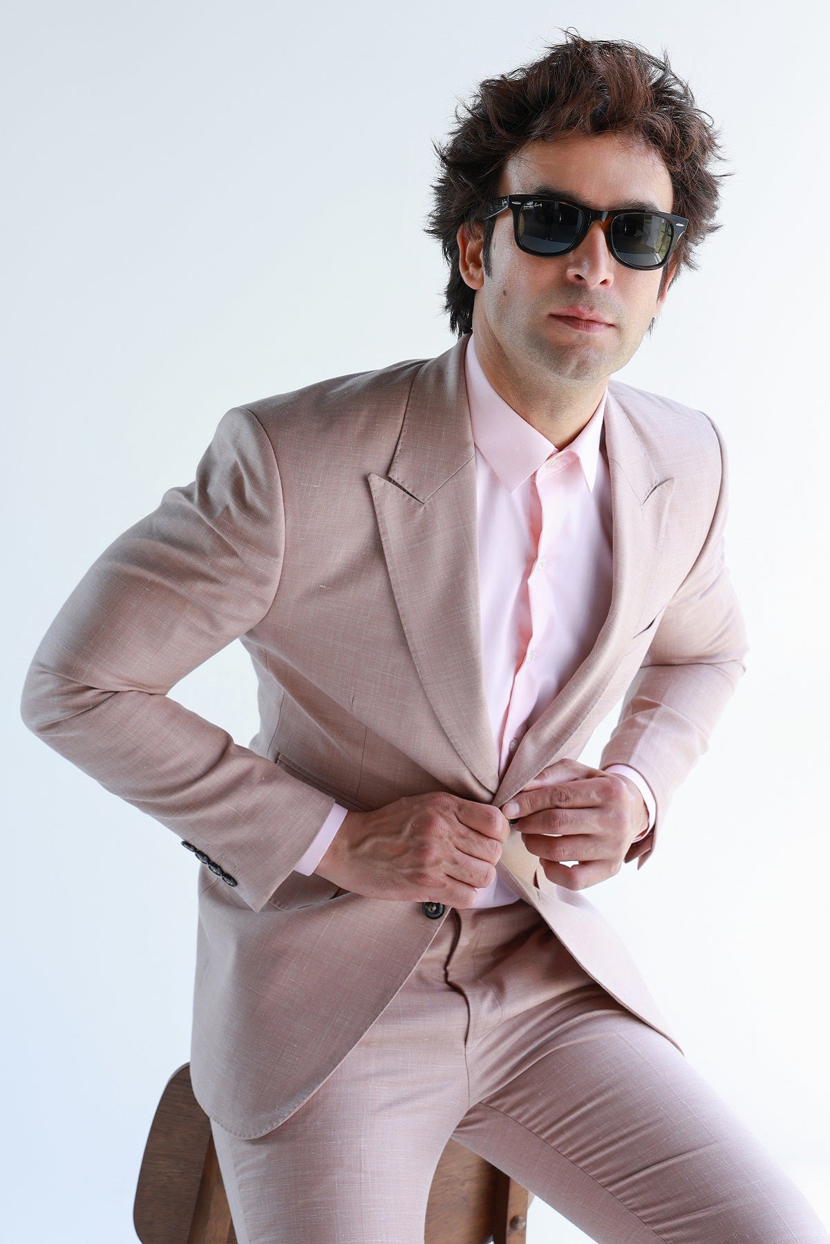 PEACH LINEN SILK SUIT