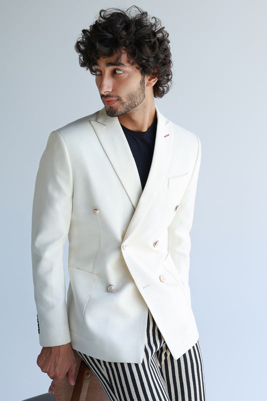 OFF WHITE DOUBLE BREASTED JKT.WITH PANTS