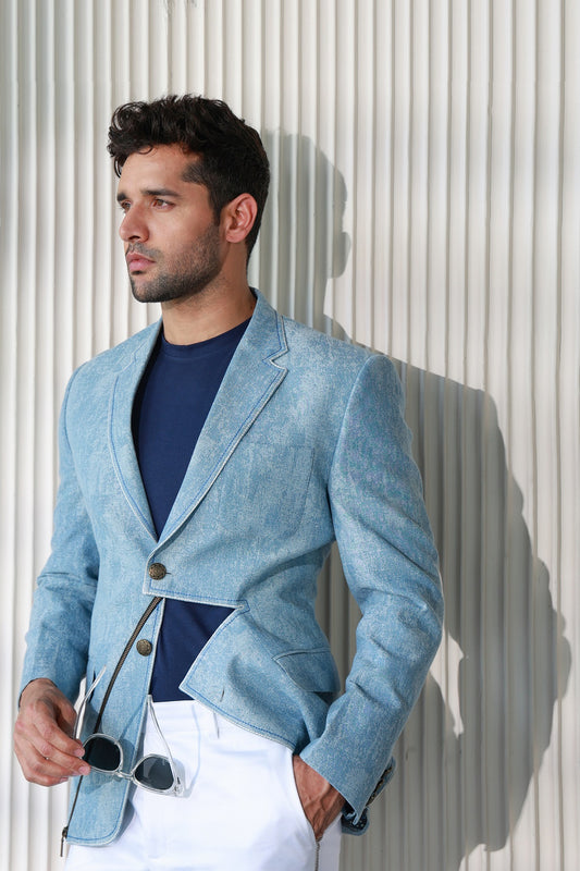 BLUE COTTON DENIM SUIT