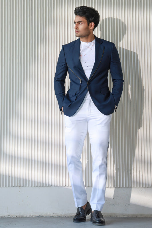 BLUE ZIPPER DOUBLE PANEL SUIT