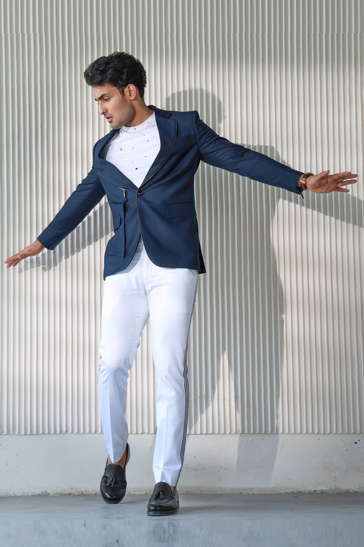 BLUE ZIPPER DOUBLE PANEL SUIT