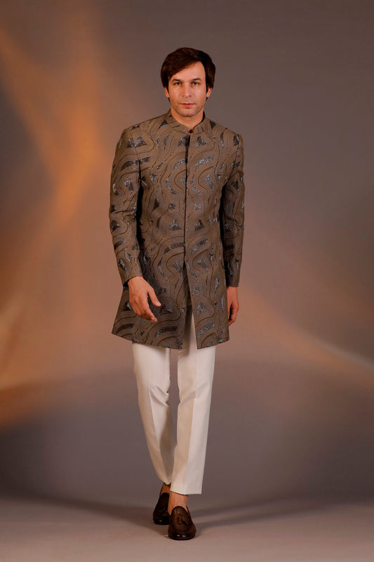 MOUSE COLOR HAND EMBROIDERED INDO WESTERN