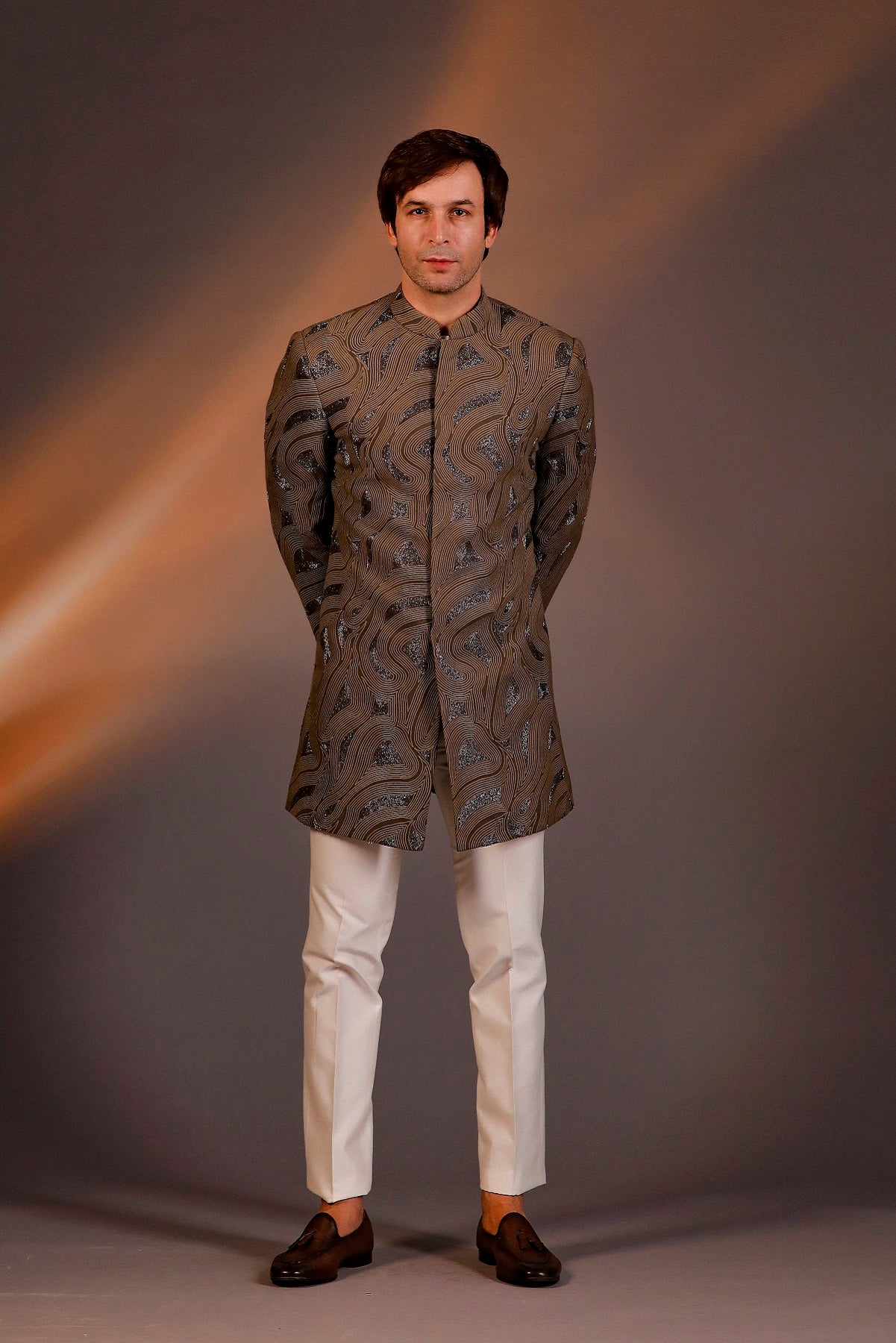 MOUSE COLOR HAND EMBROIDERED INDO WESTERN