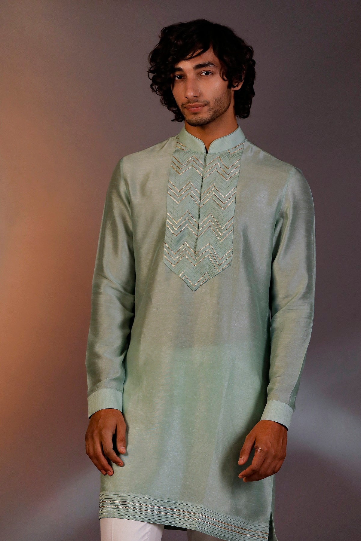 PISTA GREEN DOLA SILK KURTA SET