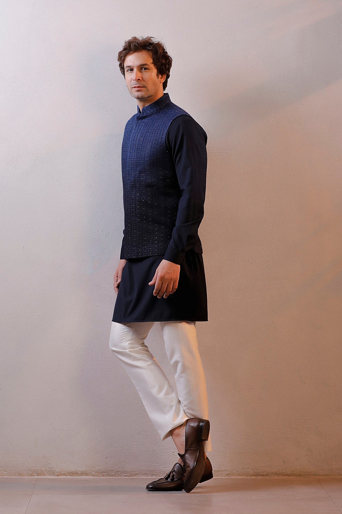 OMBRE BLUE JACKET KURTA SET