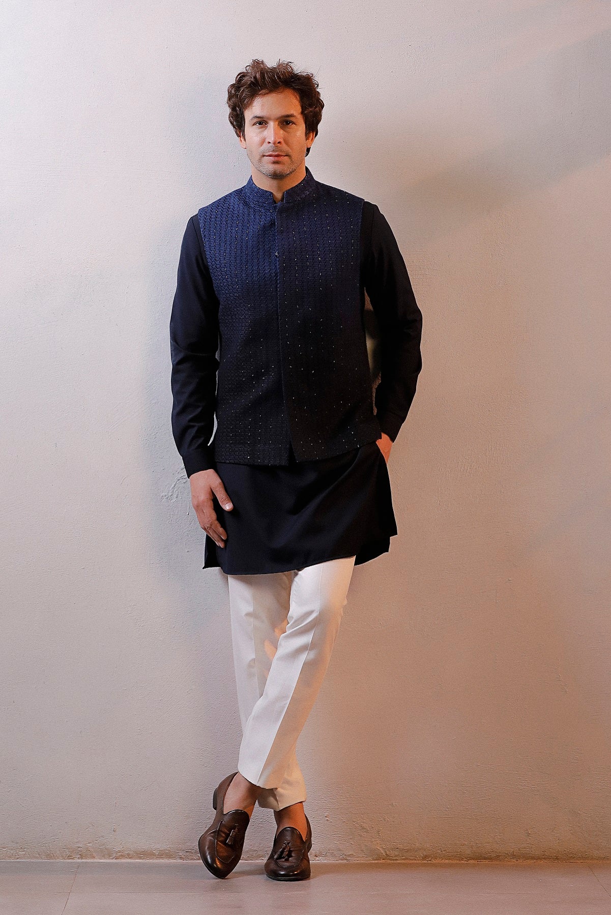 OMBRE BLUE JACKET KURTA SET