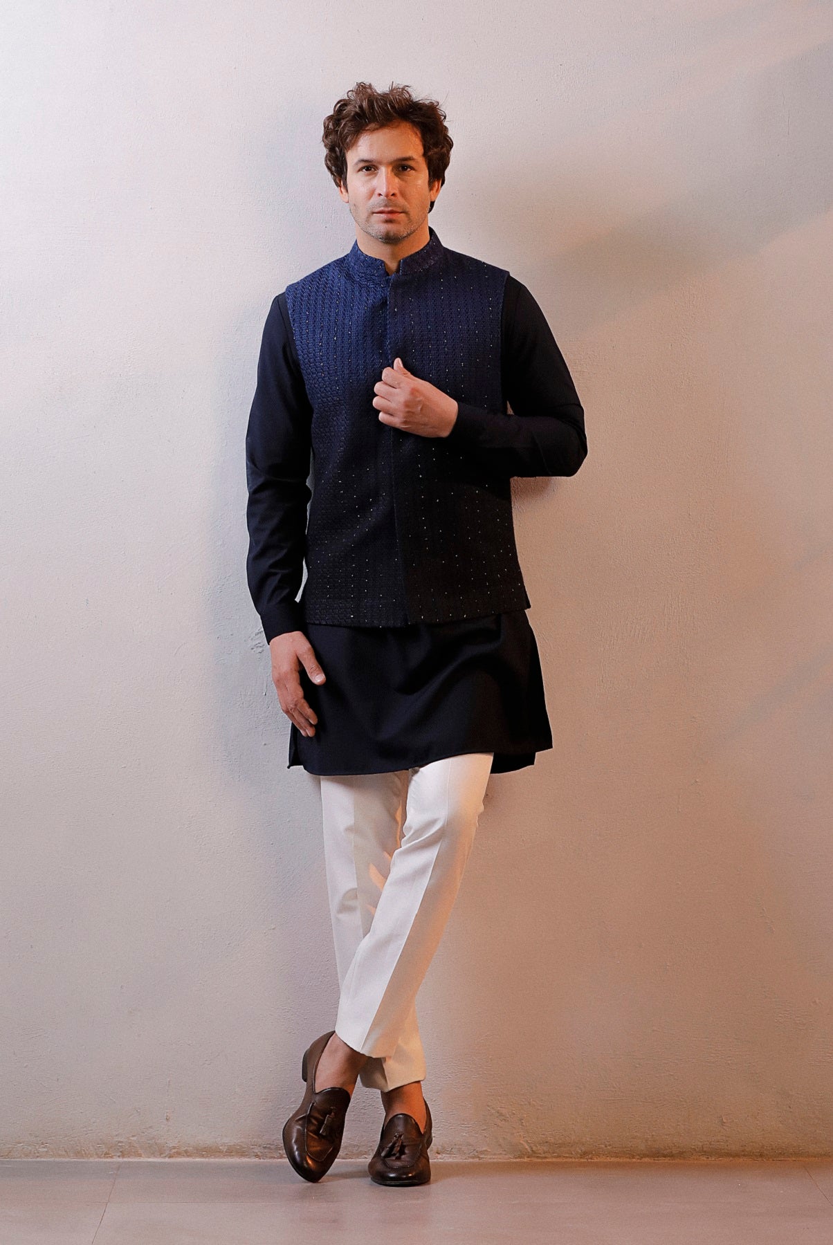 OMBRE BLUE JACKET KURTA SET