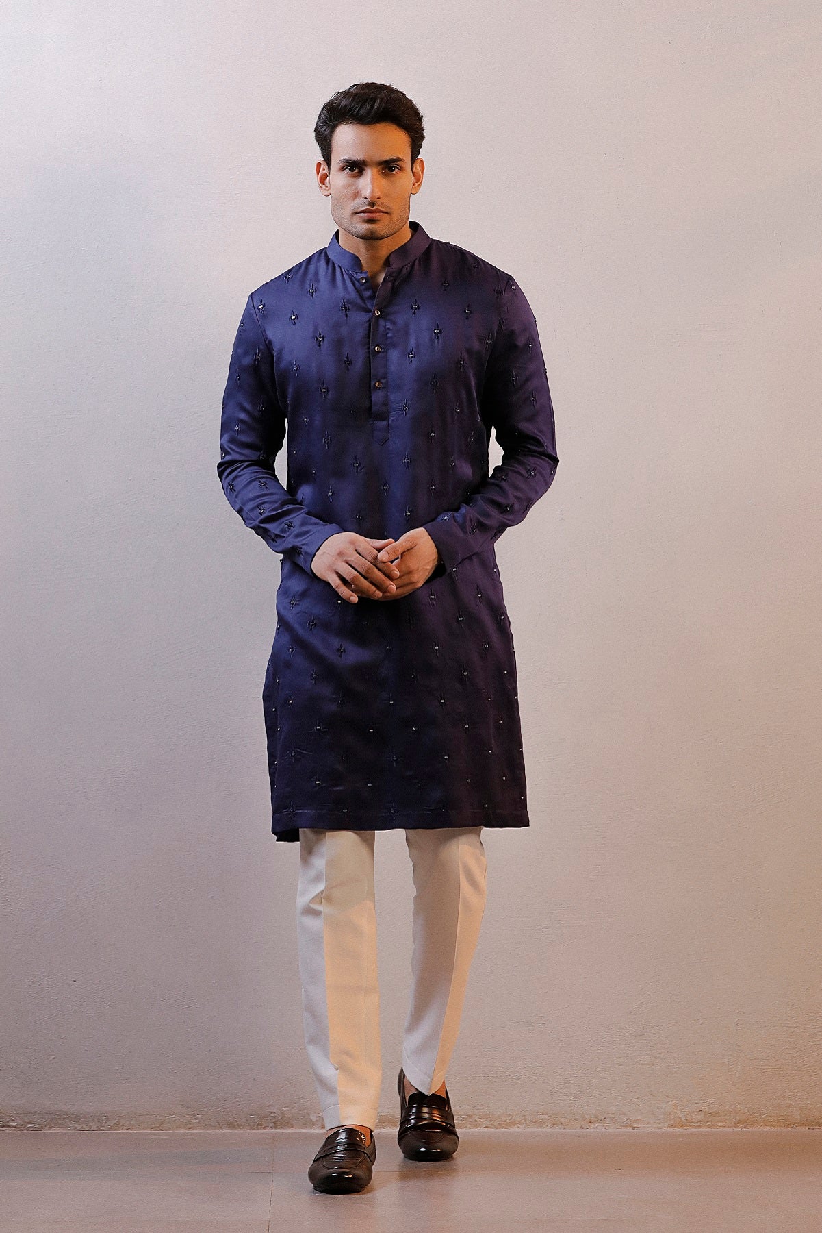 NAVY BLUE MIRROR WORK KURTA SET