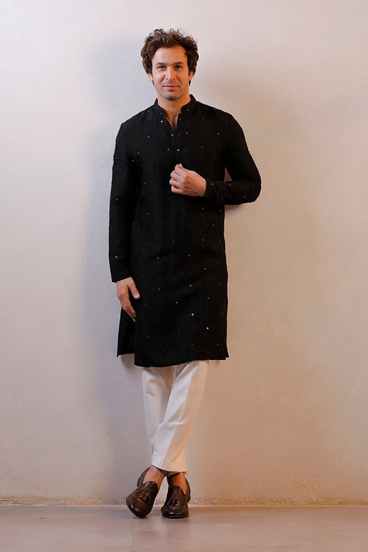 BLACK MIRROR WORK KURTA SET