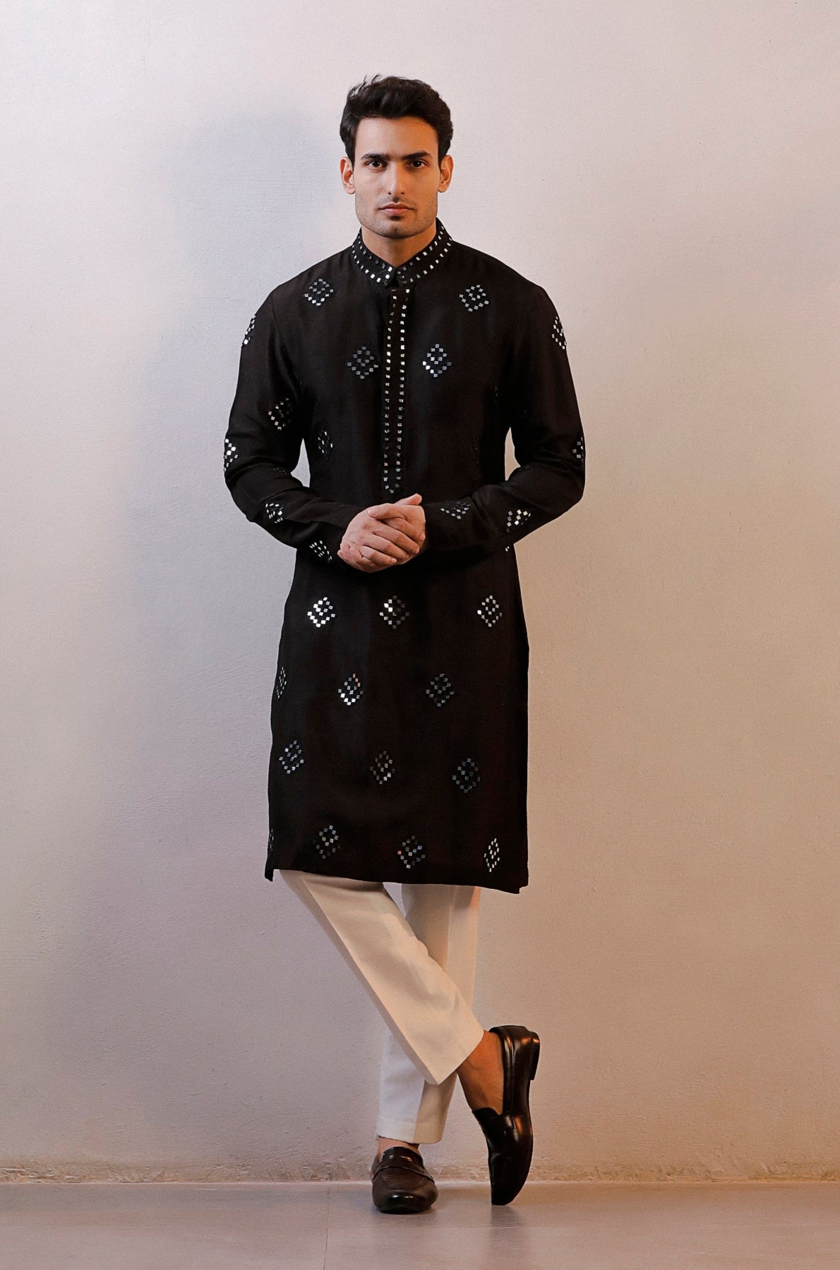 BLACK MIRROR WORK KURTA SET