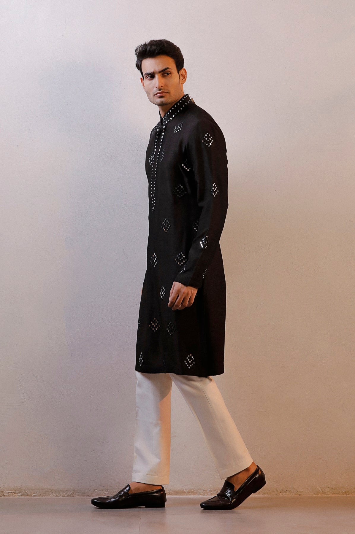 BLACK MIRROR WORK KURTA SET
