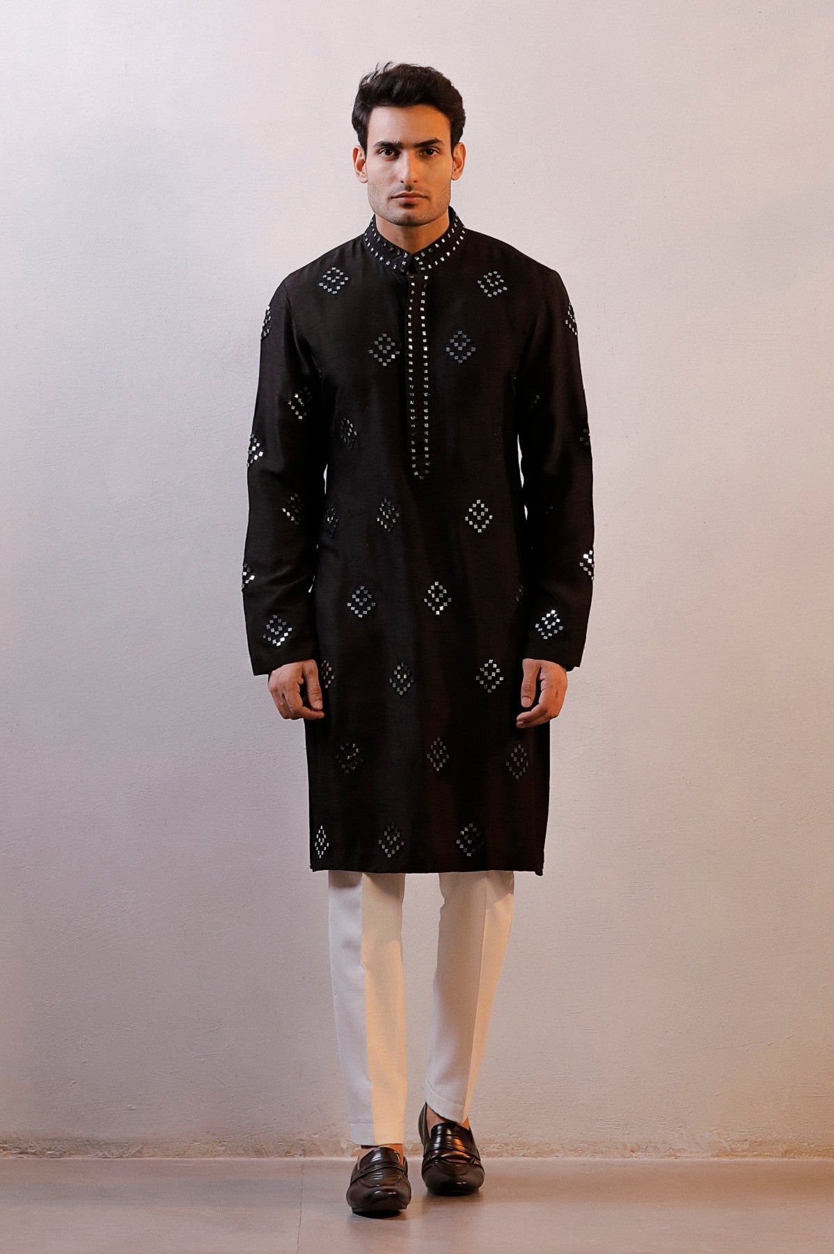 BLACK MIRROR WORK KURTA SET
