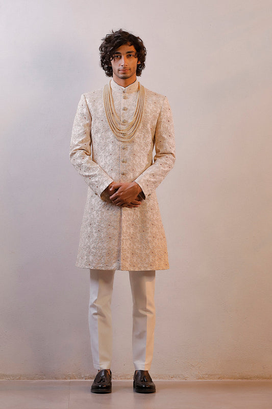 IVORY HAND EMBORIDERED SHERWANI SET