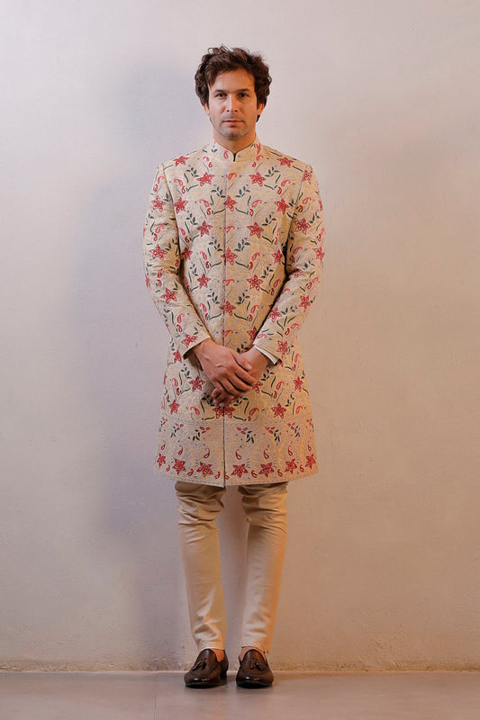 GOLDEN HAND EMBORIDERED SHERWANI SET