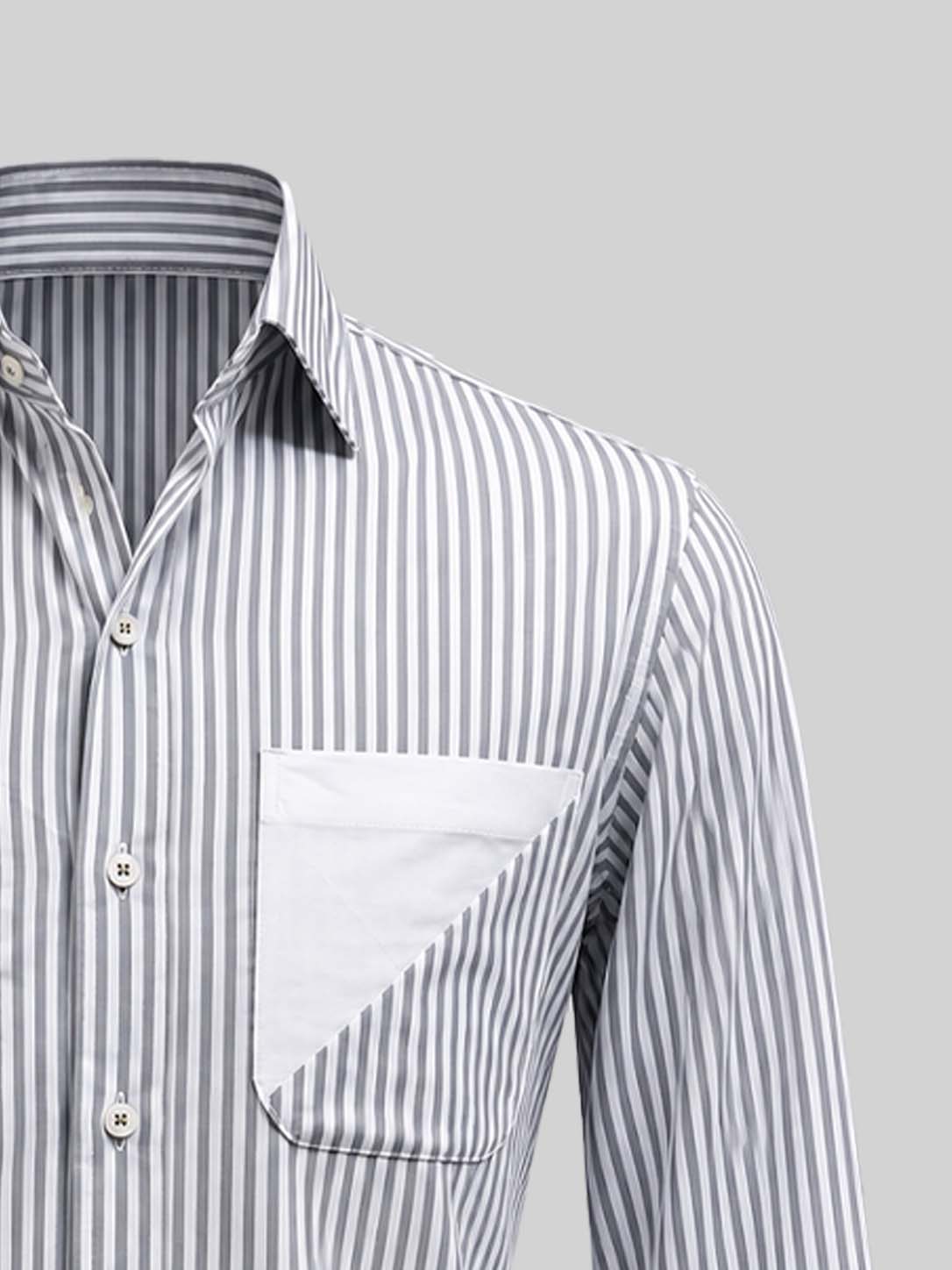 Striped Cotton Shirt with Pocket