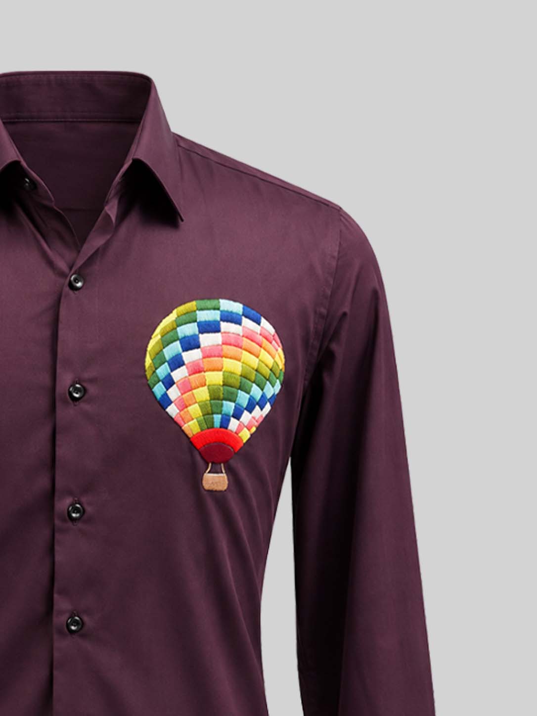 Cotton Satin Shirt with Thread Embroidery