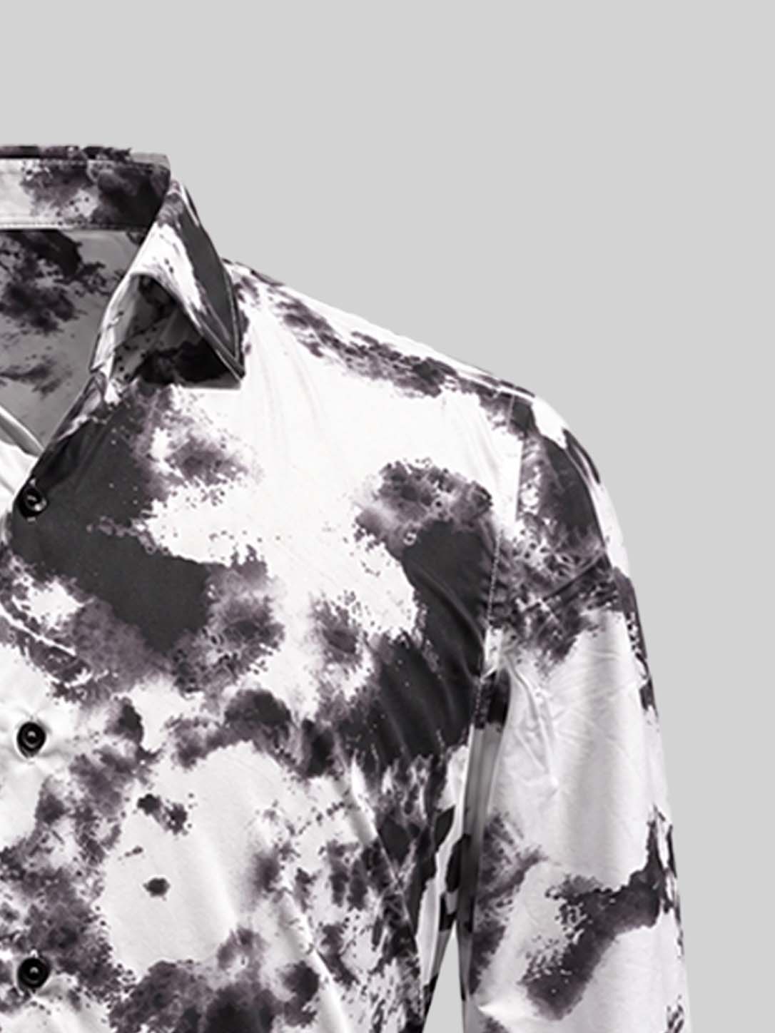 Abstract print cotton shirt collar detail