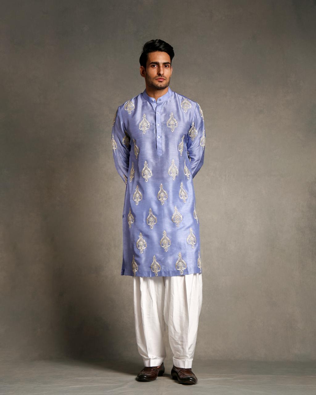 LAVENDER EMBROIDERY WITH DORI KURTA SET