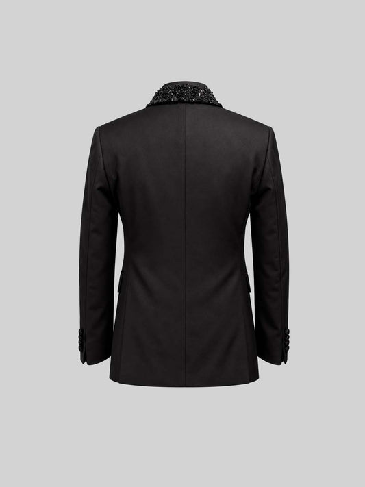 Black Crystal Stone Embellished Tuxedo