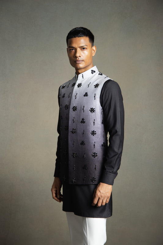 OMBRE STONE EMBROIDERY NEHRU JACKET SET