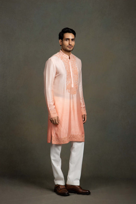 OMBRE DORI EMBROIDERY KURTA AND OFF WHITE PANT