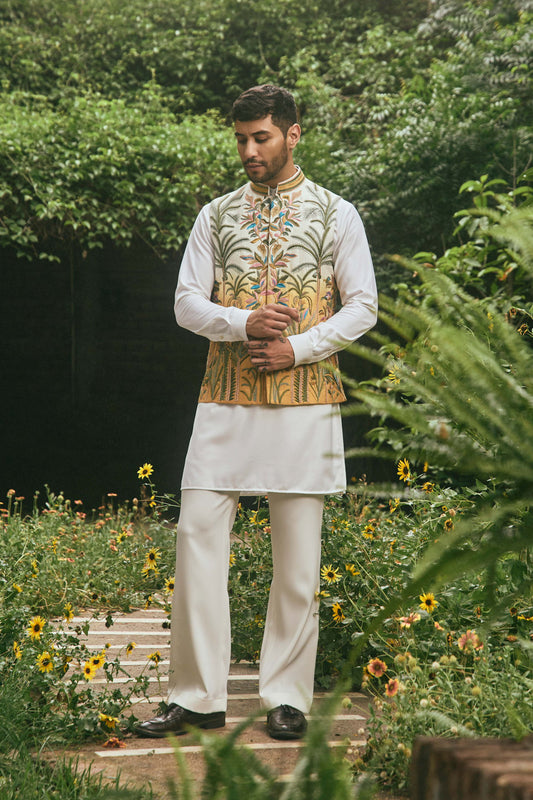 OMBRE MULTI COLOUR SILK EMBROIDERY NEHRU JACKET SET