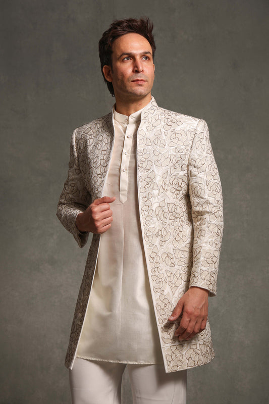 OPEN IVORY THREAD WITH GLASS EMBROIDERY INDOWESTERN