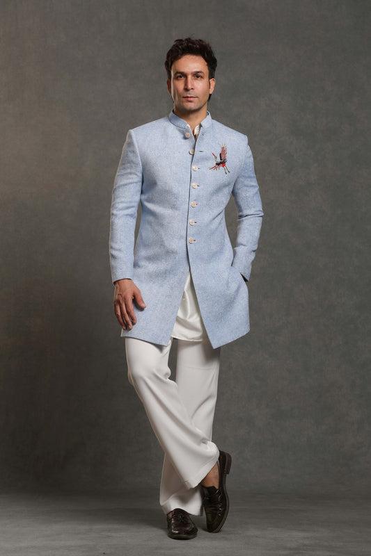 BLUE ZARI WORK INDO WESTERN