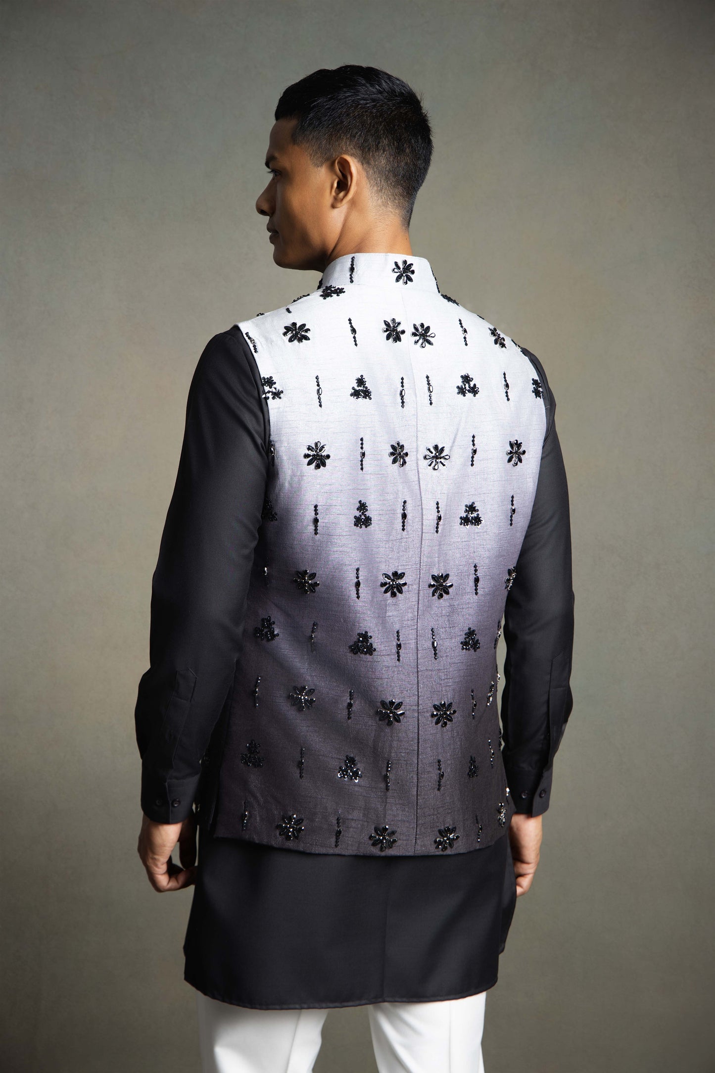 OMBRE STONE EMBROIDERY NEHRU JACKET SET