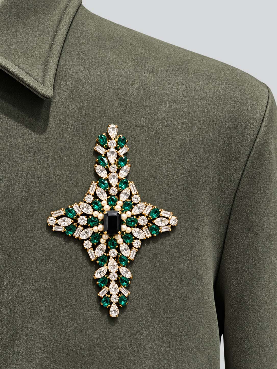 OLIVE GREEN EMBELLISHED JACKET