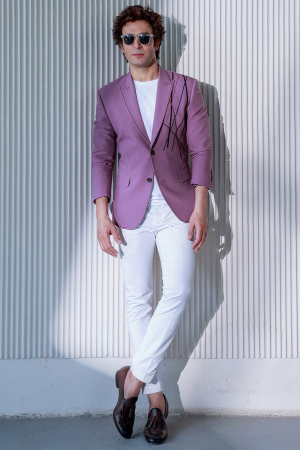LILAC WITH SUEDE PIPING JACKET WITH PANTS