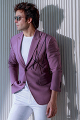 LILAC WITH SUEDE PIPING JACKET WITH PANTS
