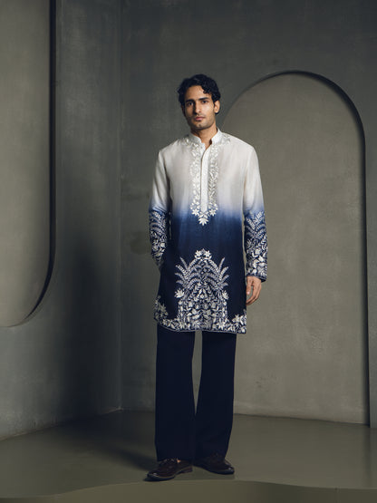 OMBRE FLORAL EMBROIDERY KURTA PANT SET