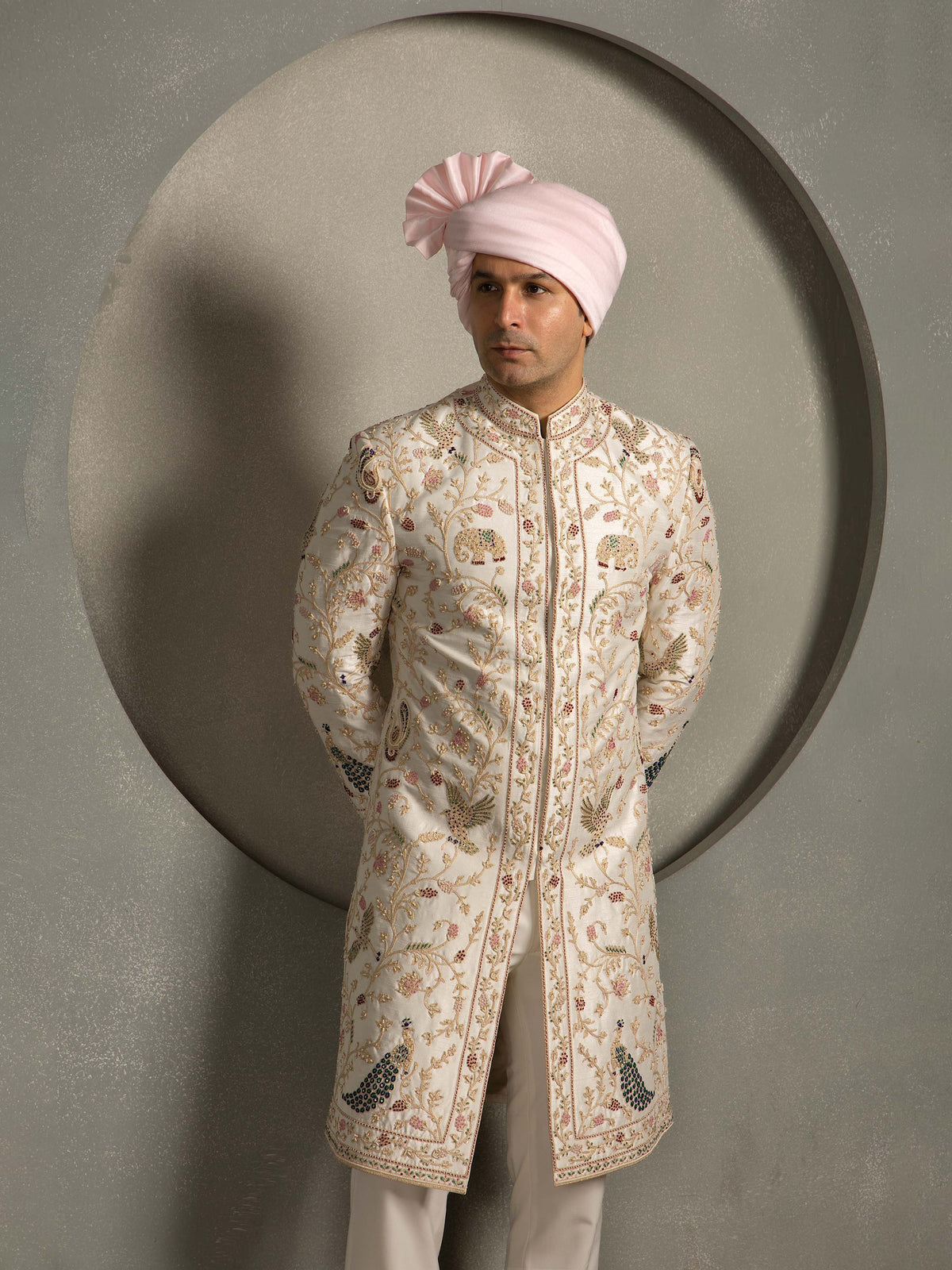 IVORY DORI WITH SEQUNCE HAND EMBROIDERY SHERWANI SET