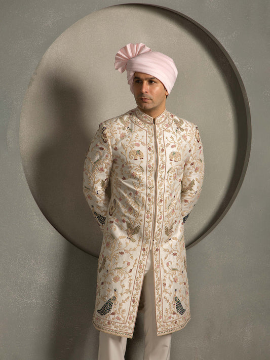IVORY DORI WITH SEQUNCE HAND EMBROIDERY SHERWANI SET