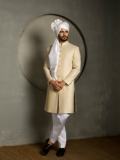 IVORY PINTUCK SHERWANI SET