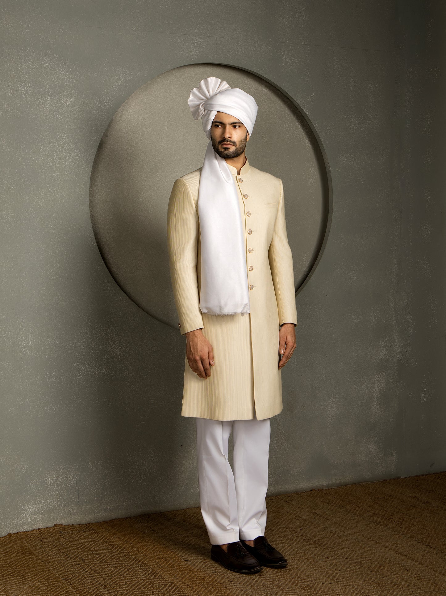IVORY PINTUCK SHERWANI SET