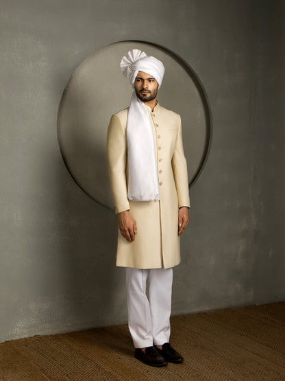 IVORY PINTUCK SHERWANI SET