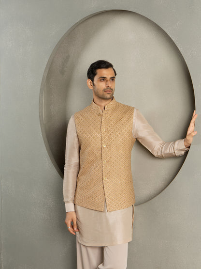JAQUARD EMBROIDERY NEHRU JACKET SET