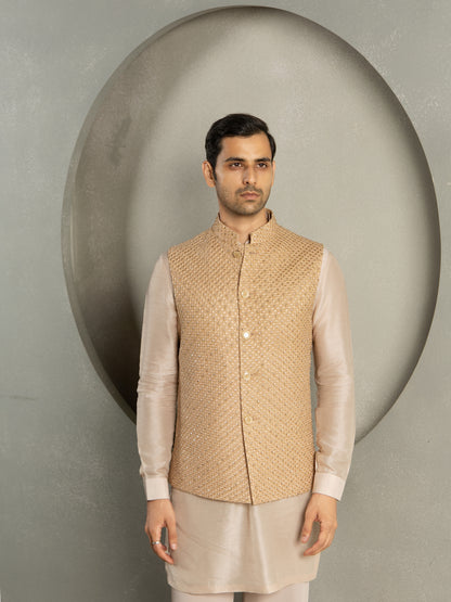 JAQUARD EMBROIDERY NEHRU JACKET SET