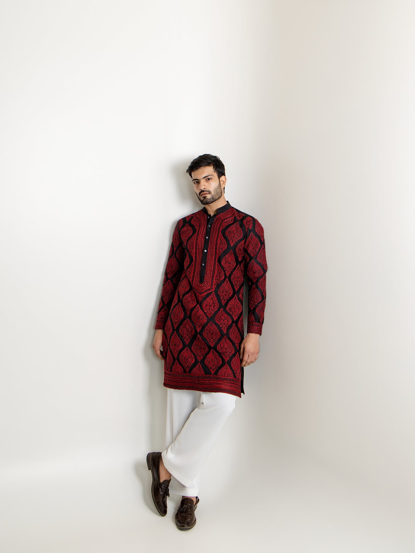 SILK THREAD HAND EMBROIDERY  KURTA PANT SET