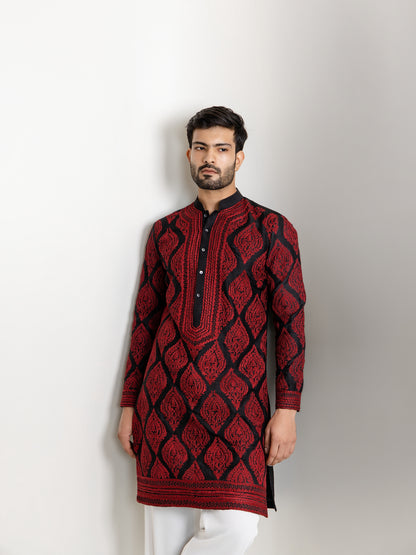 SILK THREAD HAND EMBROIDERY  KURTA PANT SET