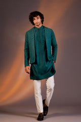 GREEN HAND EMBROIDERED INDO WESTERN