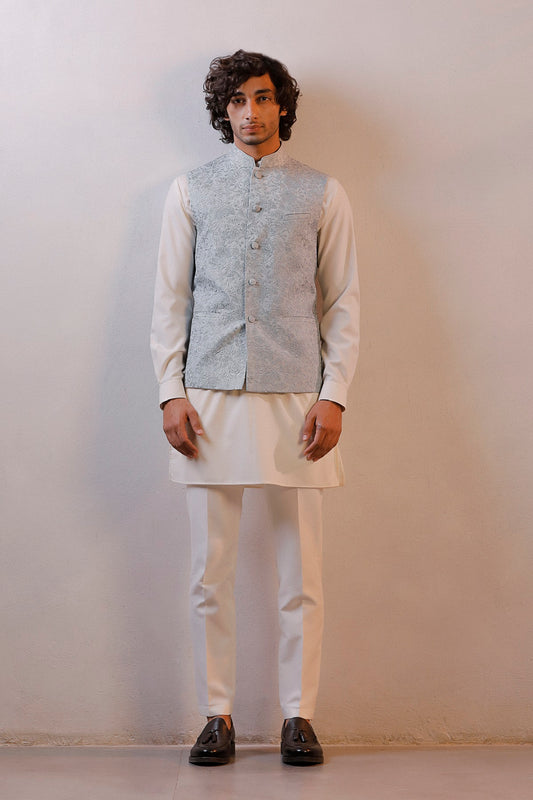 GREY NEHRU JACKET KURTA SET