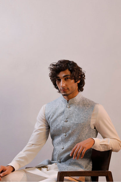 GREY NEHRU JACKET KURTA SET
