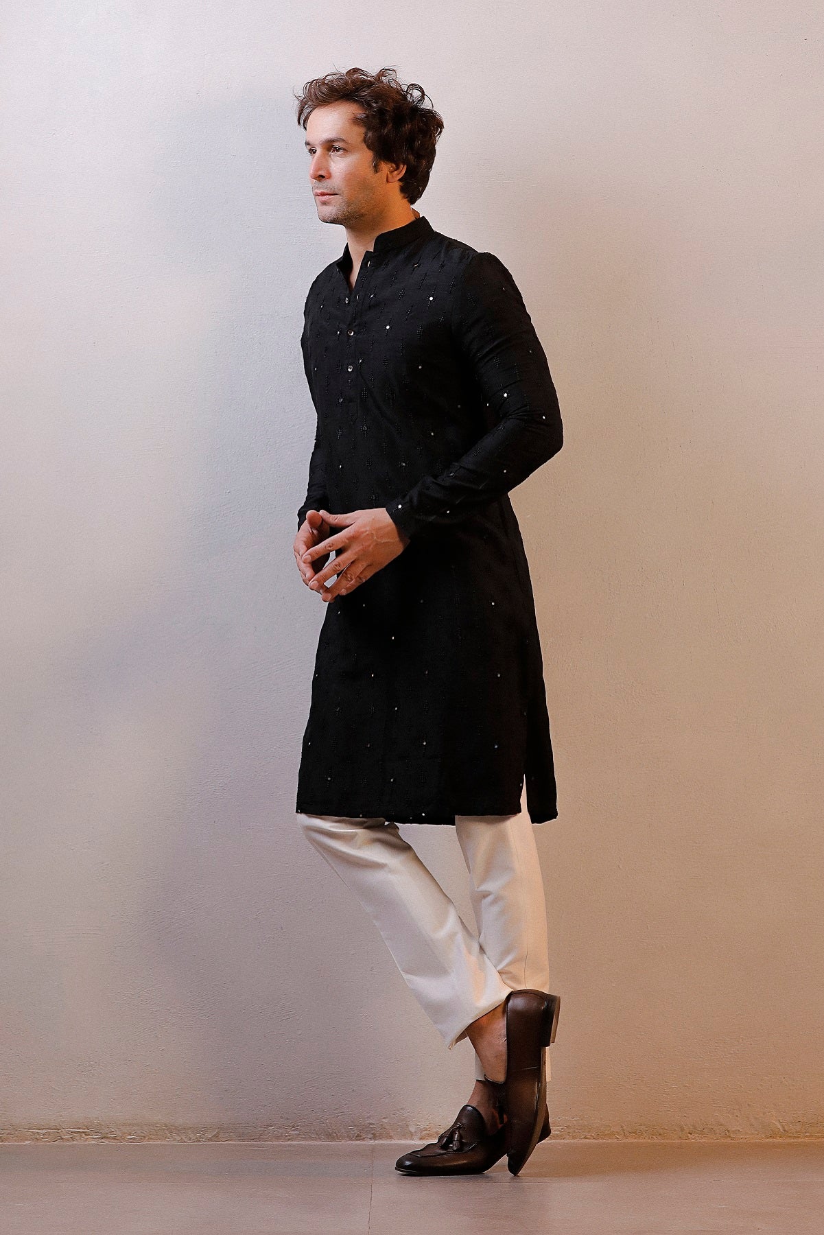 BLACK MIRROR WORK KURTA SET