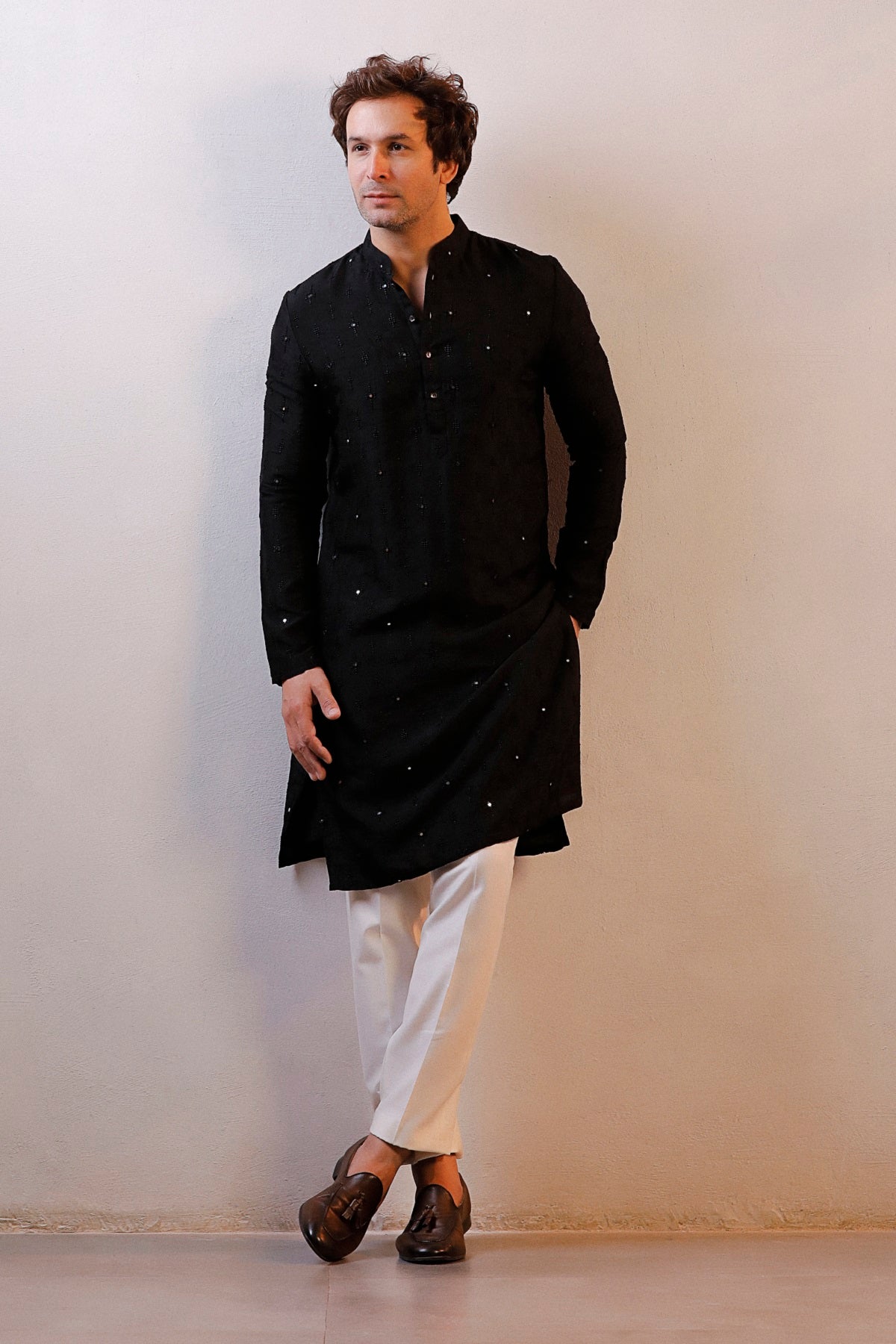BLACK MIRROR WORK KURTA SET