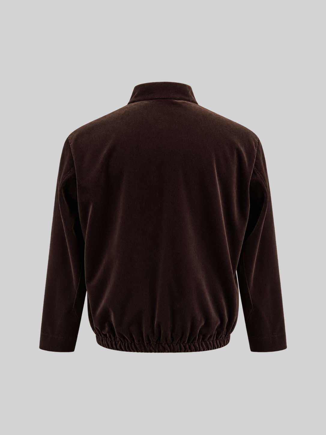 Brown Velvet Mandarin Collar Jacket for Men