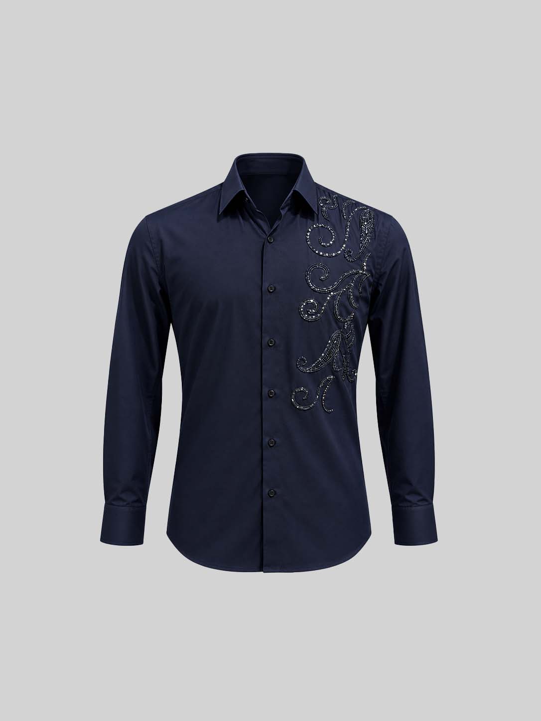 Embroidered Cotton Satin Shirt